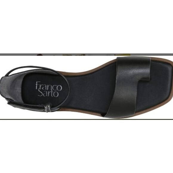 Franco Sarto Miras Black Leather Square Toe Sandals Size 8 - Picture 2 of 7